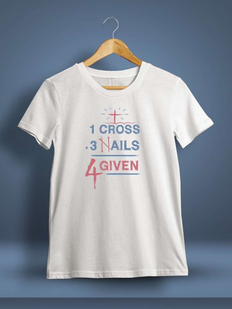 1 Cross 3 Nails 4 Given Printed T-Shirt For Men - Half Sleeve