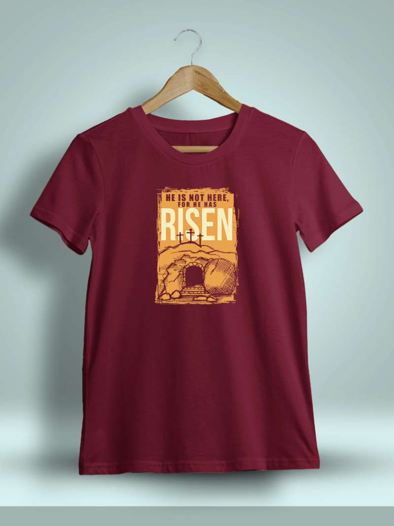 He Was Risen Printed T-Shirt For Men - Half Sleeve
