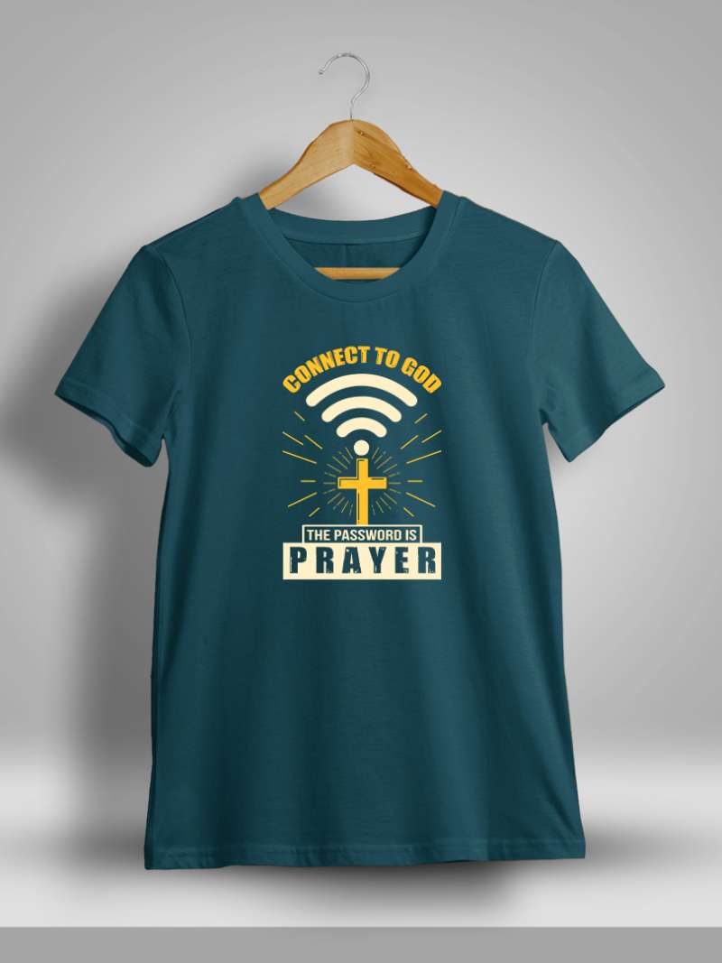 Connect To God Printed T-Shirt For Men - Half Sleeve