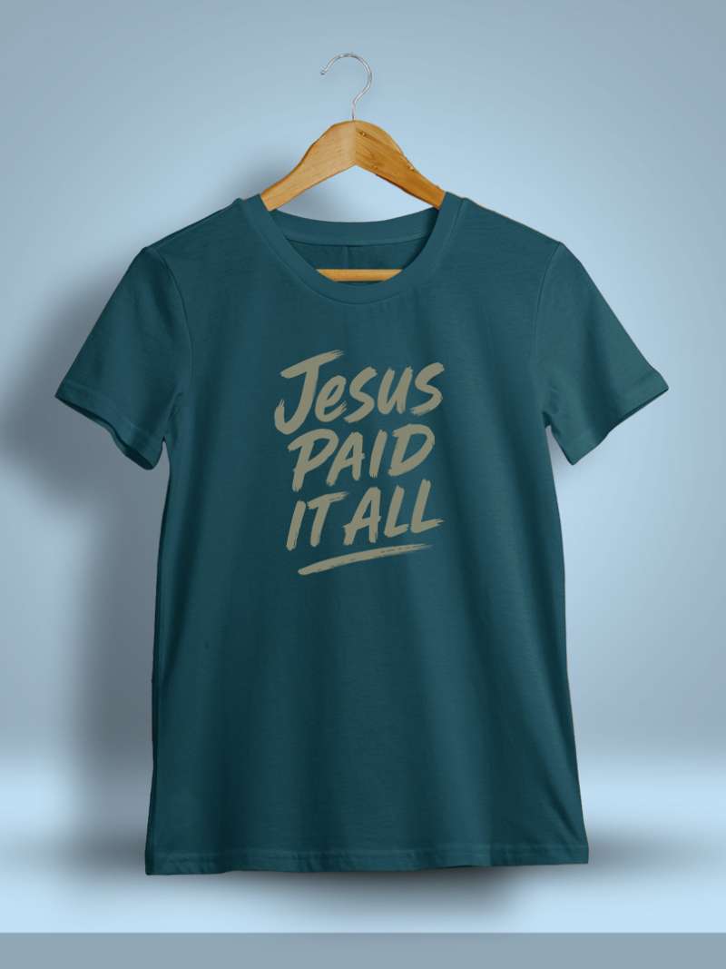 Jesus Paid It All Printed T-Shirt For Men - Half Sleeve