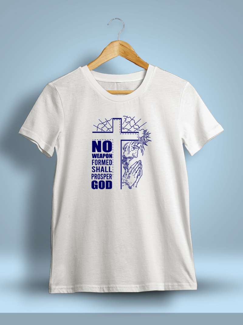 No Weapon Formed Shall Prosper God Printed T-Shirt For Men - Half Sleeve